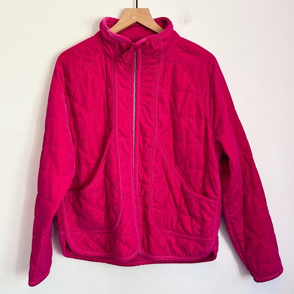 CALIA by Carrie Underwood Jackets & Blazers - Calia Crushed Velvet Quilted Zip Up Jacket Pink Size L